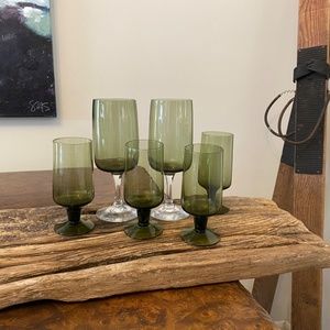 Fostoria Crystal, Olive/Avocado  Green, Glasses. More Pieces available.